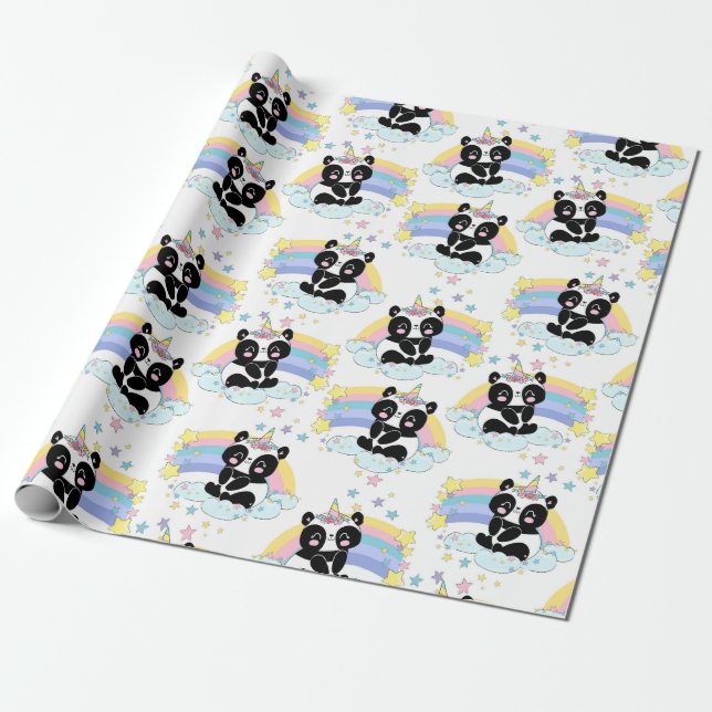 Regalo Papel de ajuste de patrón de panda (Desenrollado)