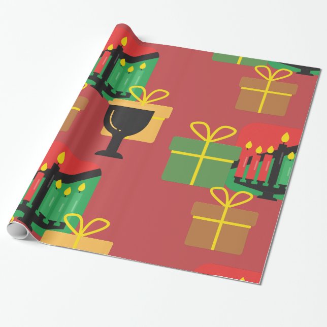 Regalo Papel de ajuste de patrón de regalos de Kwanzaa fe (Desenrollado)