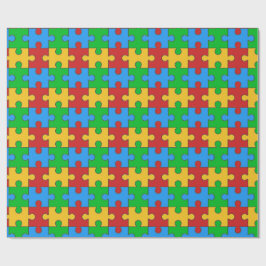 Regalo Papel de ajuste de patrón de rompecabezas colorido