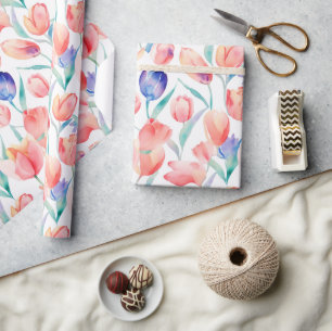 Regalo Papel de ajuste de patrón de tulipanes de color de
