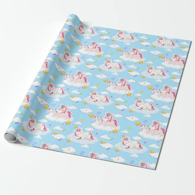 Regalo Papel de ajuste de patrón de unicornio (Desenrollado)