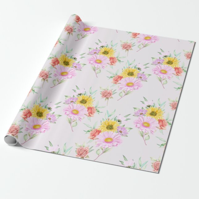 Regalo Papel de ajuste de patrón floral (Desenrollado)