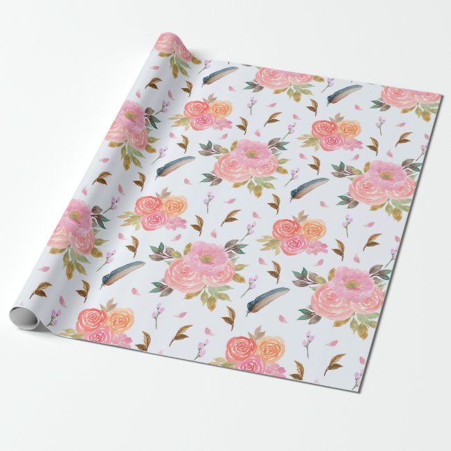 Regalo Papel de ajuste de patrón floral (Desenrollado)