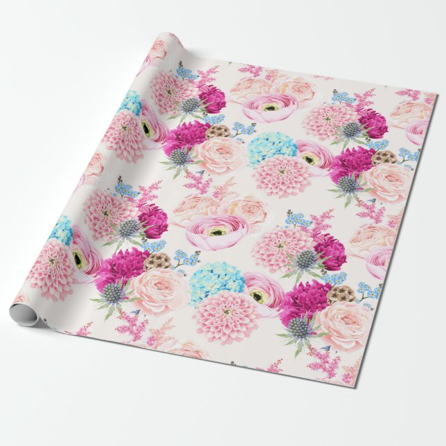 Regalo Papel de ajuste de patrón floral (Desenrollado)