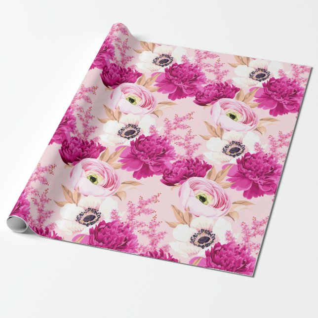 Regalo Papel de ajuste de patrón floral (Desenrollado)