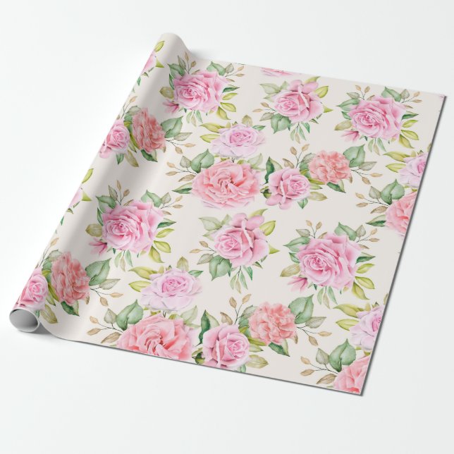 Regalo Papel de ajuste de patrón floral (Desenrollado)