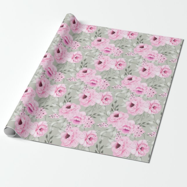 Regalo Papel de ajuste de patrón floral (Desenrollado)
