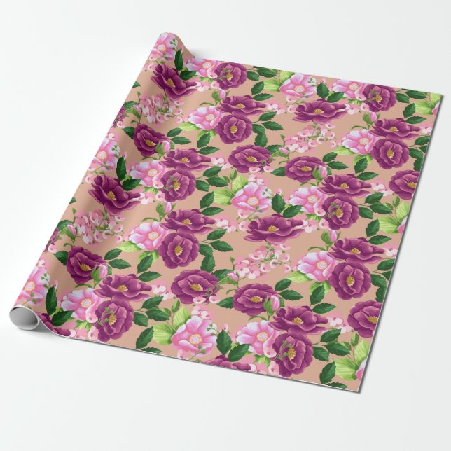 Regalo Papel de ajuste de patrón floral (Desenrollado)