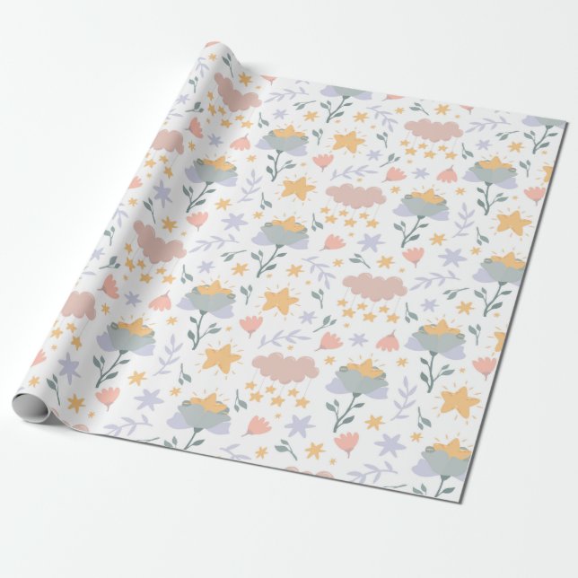 Regalo Papel de ajuste de patrón floral (Desenrollado)