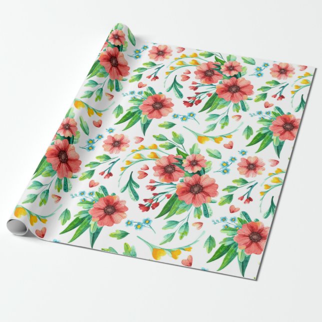 Regalo Papel de ajuste de patrón floral (Desenrollado)