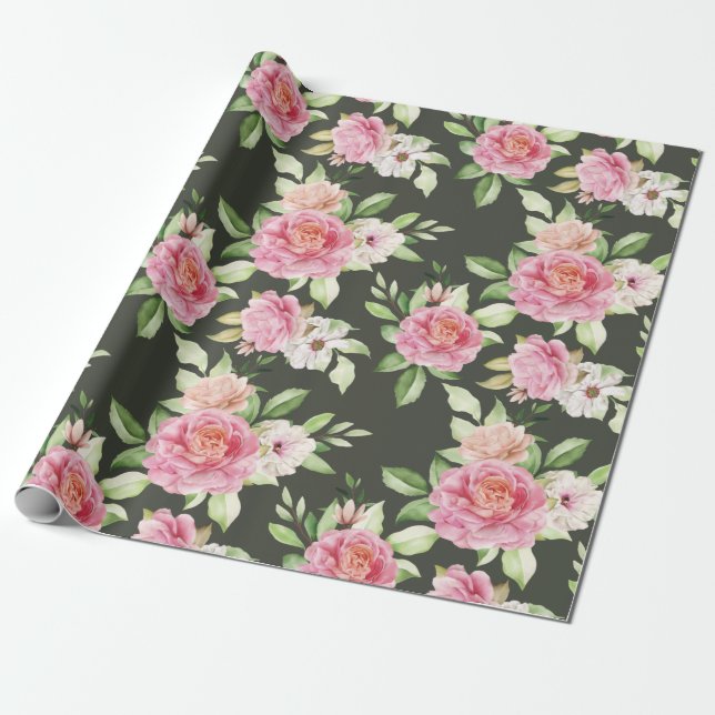 Regalo Papel de ajuste de patrón floral (Desenrollado)
