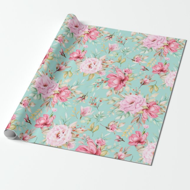 Regalo Papel de ajuste de patrón floral (Desenrollado)