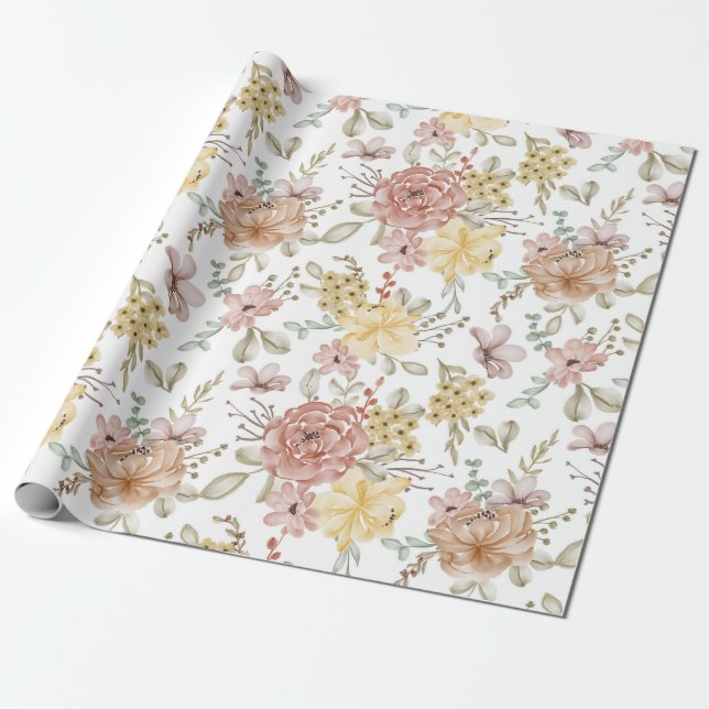 Regalo Papel de ajuste de patrón floral (Desenrollado)