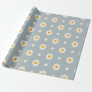 Regalo Papel de ajuste de patrón floral de margarita azul