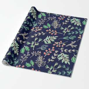 Regalo Papel de ajuste de patrón floral de Navidades clás