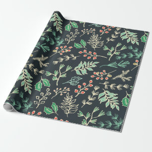 Regalo Papel de ajuste de patrón floral de Navidades clás