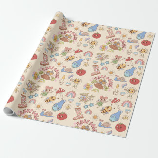 Regalo Papel de ajuste de patrones de caracteres retro