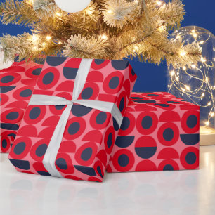 Regalo Papel de ajuste de patrones geométricos rojos
