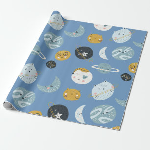Regalo Papel de ajuste de planetas de gato espacial
