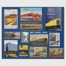 Regalo Papel de ajuste de publicidad de Vintage Railway
