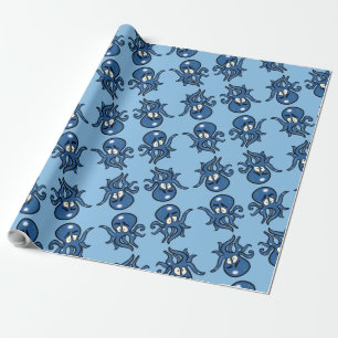 Regalo Papel de ajuste de pulpo Personalizado azul