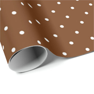 Regalo Papel de ajuste de puntos de polka marrón y blanc