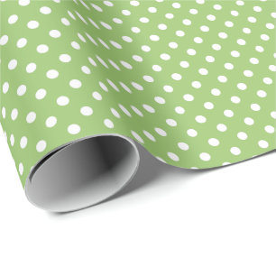 Regalo Papel de ajuste de puntos de polka verde y blanco