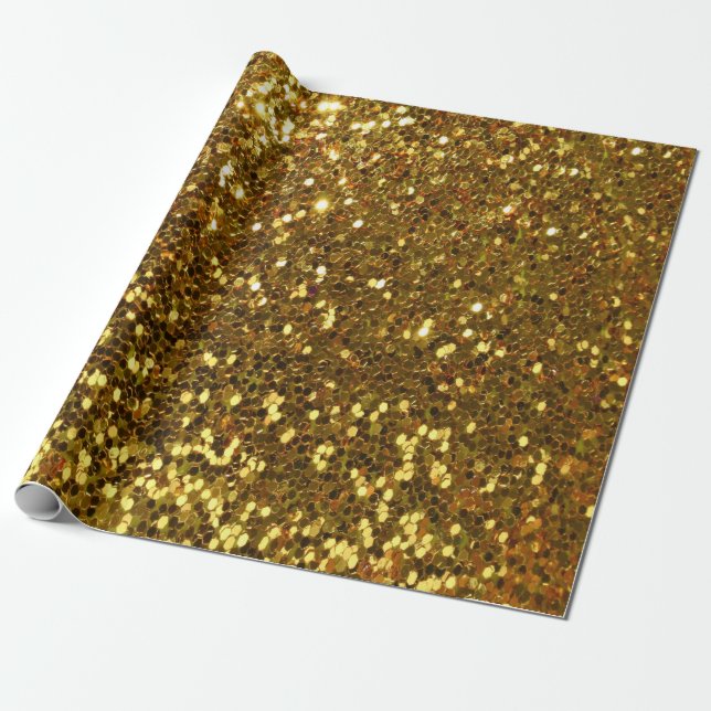 Regalo Papel de ajuste de Purpurina dorado (Desenrollado)