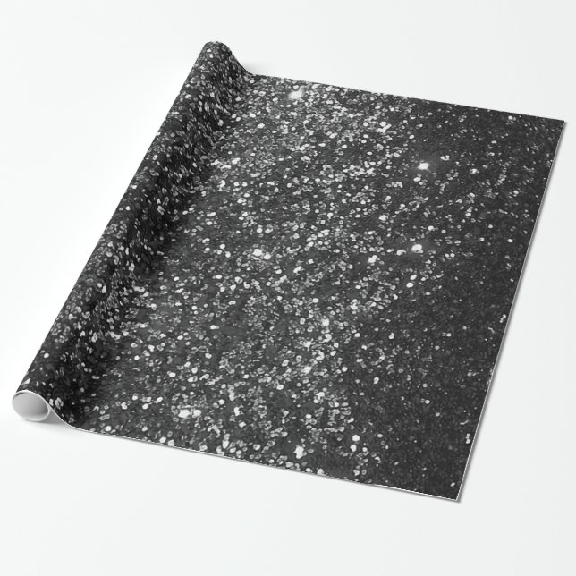 Regalo Papel de ajuste de Purpurina negro (Desenrollado)