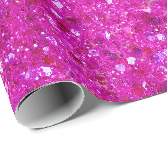 Regalo Papel de ajuste de Purpurina rosa (Esquina del rollo)
