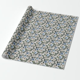 Regalo Papel de ajuste de Rosas azules blancos