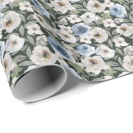 Regalo Papel de ajuste de Rosas azules blancos