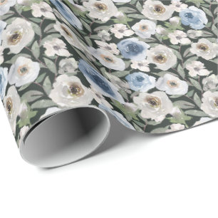 Regalo Papel de ajuste de Rosas azules blancos