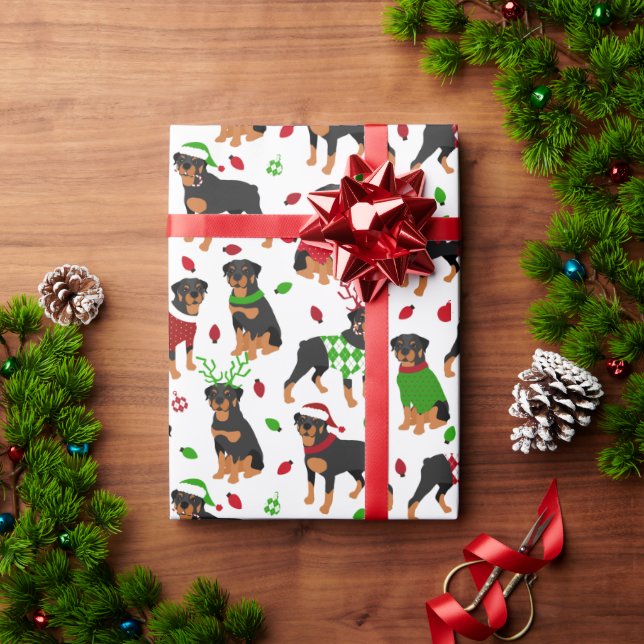 Regalo Papel de ajuste de rottweiler para navidades (Regalo de vacaciones)