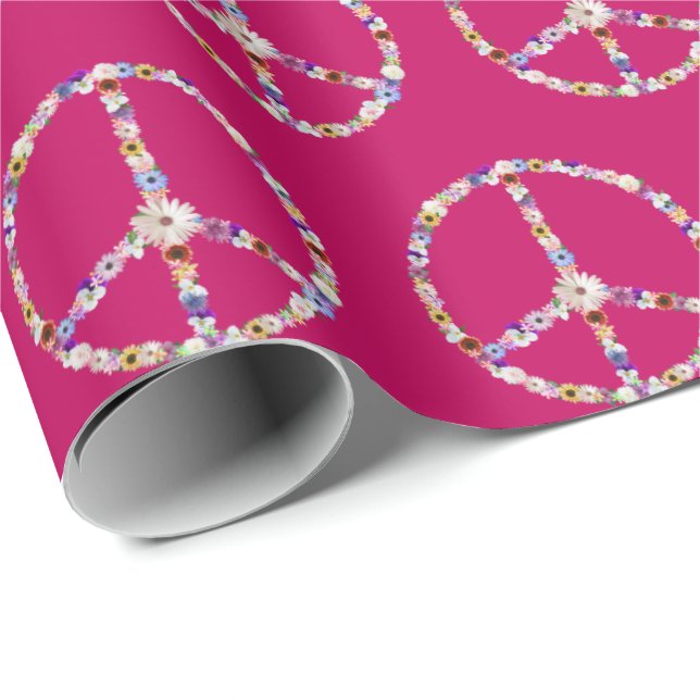 Regalo Papel de ajuste de signo de paz de flor (Esquina del rollo)