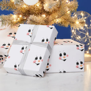 Regalo Papel de ajuste de Snowman Face   Invierno lindo