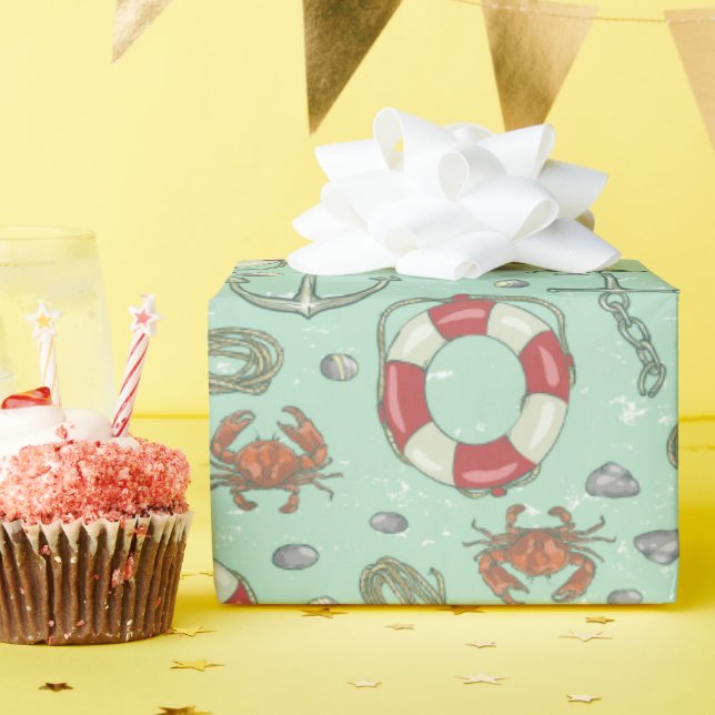 Regalo Papel de ajuste de temas náuticos (Fiesta de cumpleaños )