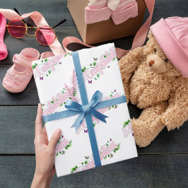 Regalo Papel de ajuste de texto Enhorabuena floral rosa