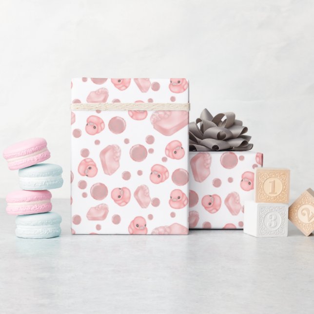 Regalo Papel de ajuste de tiempo de baño rosado (Baby Shower)