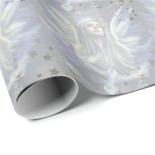 Regalo Papel de ajuste de tiras y ángel azul