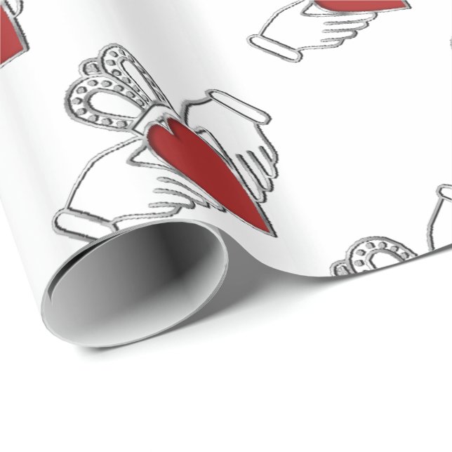 Regalo Papel de ajuste del patrón de almidón rojo y blanc (Esquina del rollo)