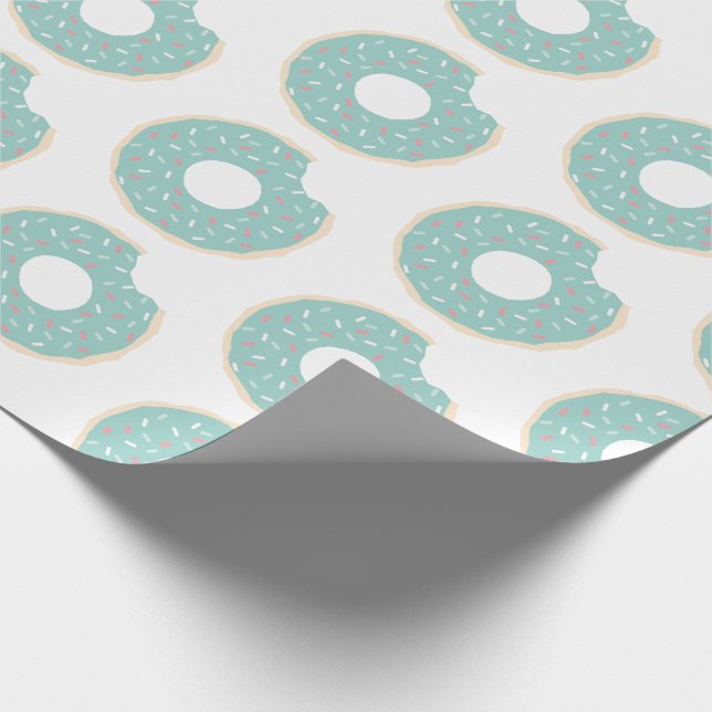 Regalo Papel de ajuste del patrón de donut verde de la Fá (Esquina)