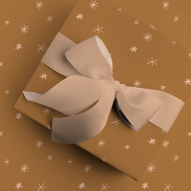 Regalo Papel de ajuste del patrón de estrella dorada (Brown wrapping paper with blush pink stars festive gift wrap.)