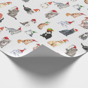 Regalo Papel de ajuste del patrón de gatos de Navidades h