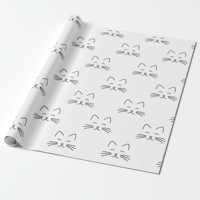Regalo Papel de ajuste del patrón de la cara del gato (Desenrollado)