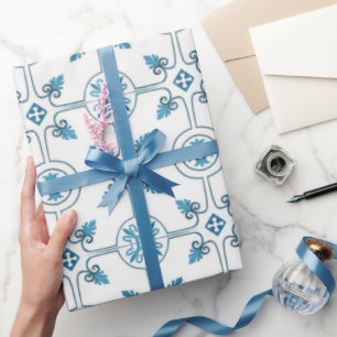 Regalo Papel de ajuste del patrón de mosaico azul marroqu