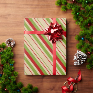 Regalo Papel de ajuste del patrón rojo rayado verde