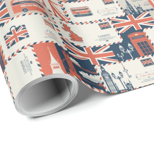 Regalo Papel de ajuste del Post de Londres (Esquina del rollo)