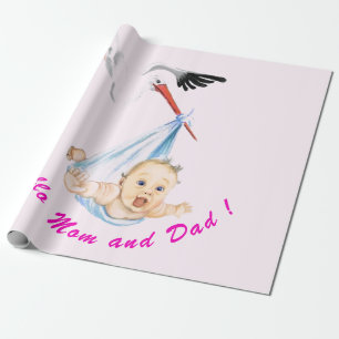 Regalo Papel de ajuste divertido para la cigüeña y el beb