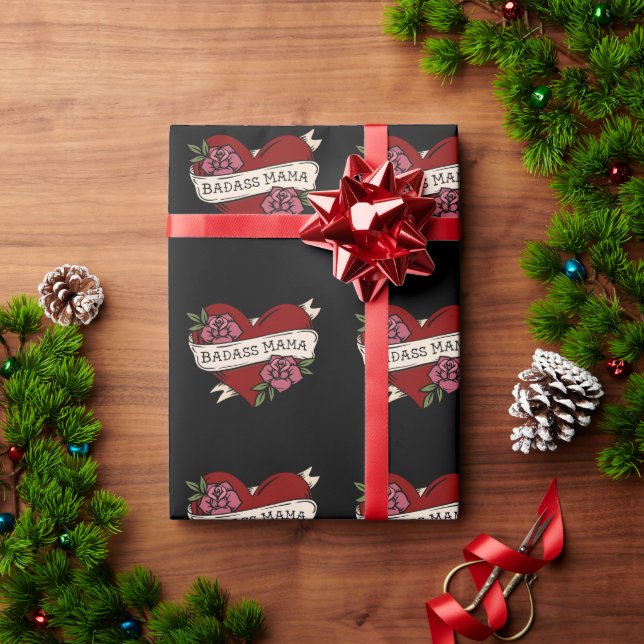 Regalo Papel de ajuste flash Badass Mama Tattoo (Regalo de vacaciones)